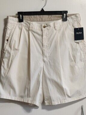 Nautica Men’s Cream Flat-Front Cotton Shorts